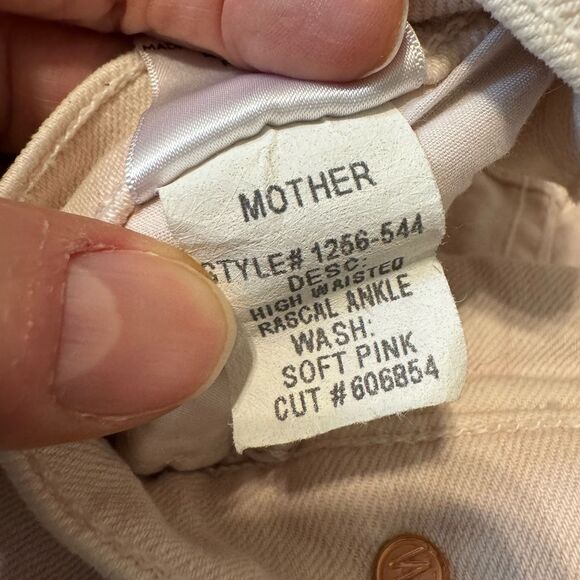 MOTHER SUPERIOR High Waisted Rascal Ankle Slim Straight Jeans Soft Pink Sz 25 - Picture 7 of 15